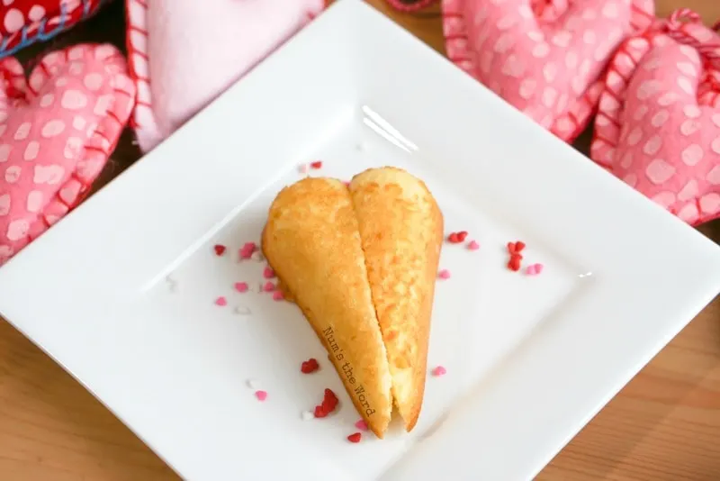 Twinkie Hearts - Twinkie heart put together on plate with sprinkles all around