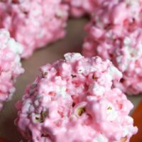 zoomed in image of popcorn balls ready to eat.
