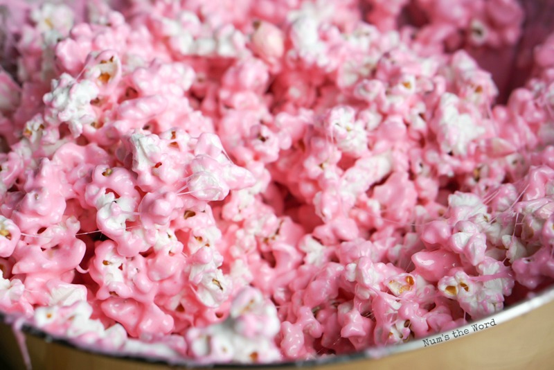 a pan of popcorn mixed with peeps. Not balled. 
