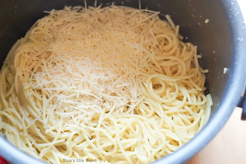 Spaghetti Casserole - cheese added to spaghetti mixture