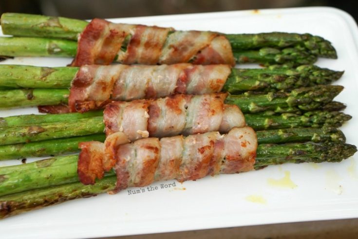 Bacon Wrapped Asparagus - grilled, crispy and on it's side