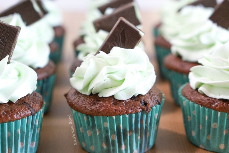 Andes Mint Cupcakes - side angle of cupcakes ready to be eaten!