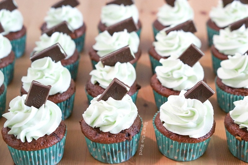 Andes Mint Cupcakes - top view of cupcakes ready to eat!