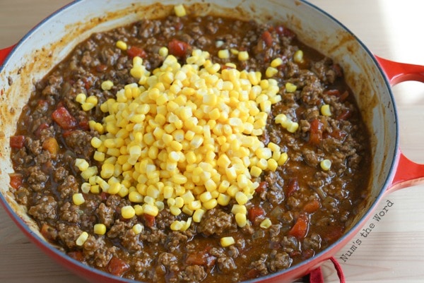 Mexican Sloppy Joes - corn is added to sloppy joe mixture.