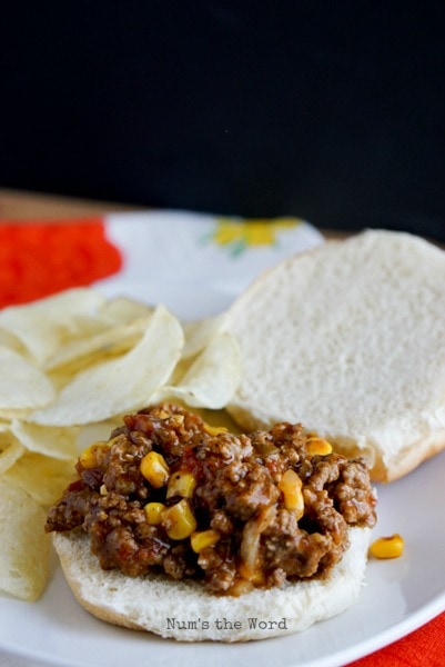 Mexican Sloppy Joes - open faced sloppy joes on bun with no extra toppings