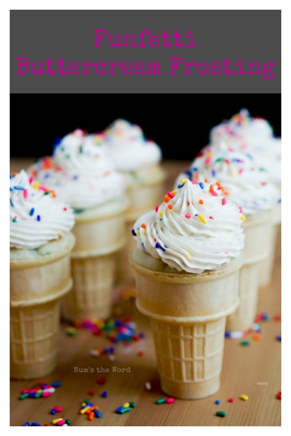 Funfetti Buttercream Frosting - Main image for recipe of cupcakes lined up frosted