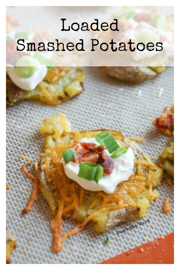 Loaded Smashed Potatoes - Main image for recipe of ready to eat smashed potato on baking sheet