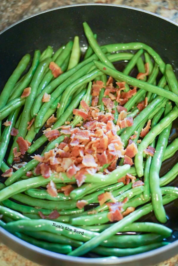 Brown Sugar & Bacon Green Beans - bacon added to green beans 