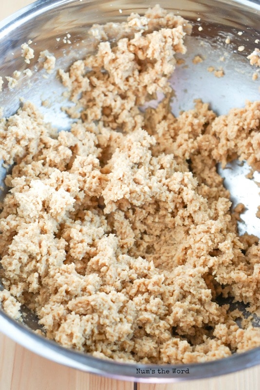 Peanut Butter Cup Truffles - blended truffles before powdered sugar