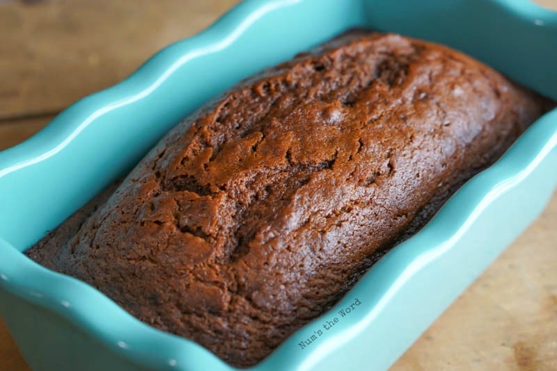 Gingerbread Cake - cake in a bread pan fresh out of the oven.