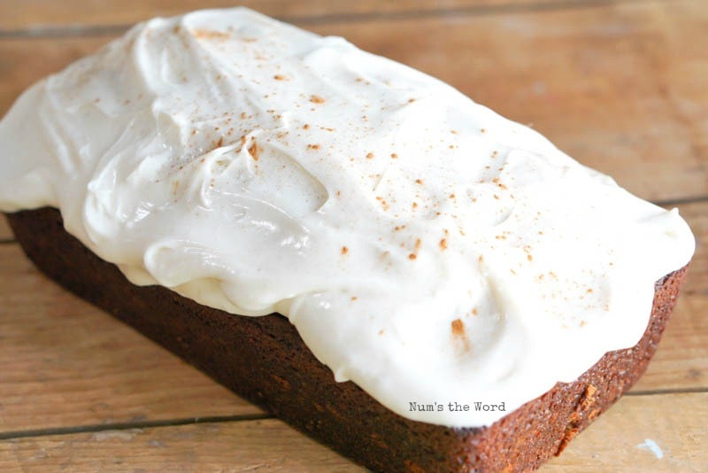 Gingerbread Cake - cake frosted with cinnamon cream cheese frosting