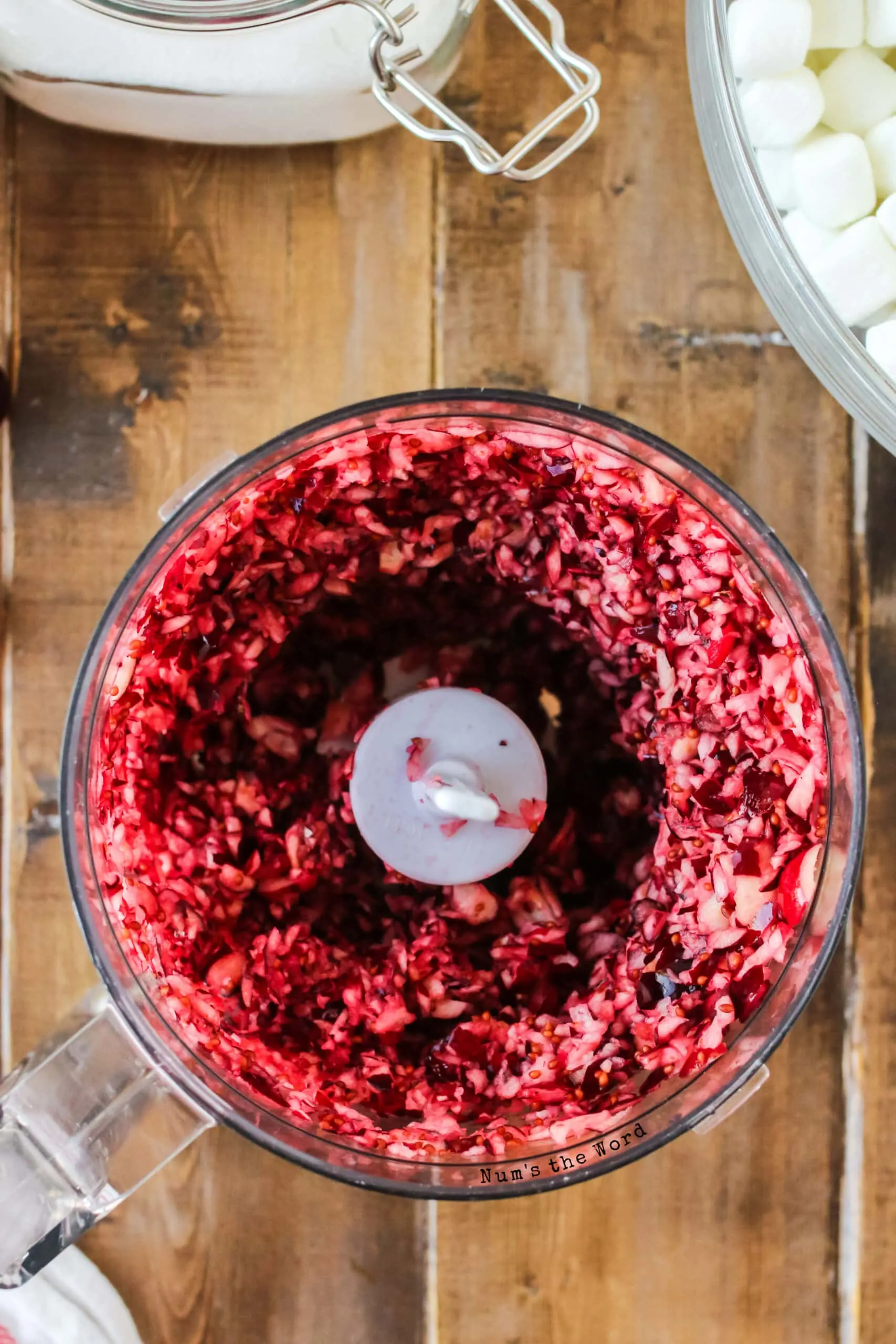 fresh cranberries ground up in food processor