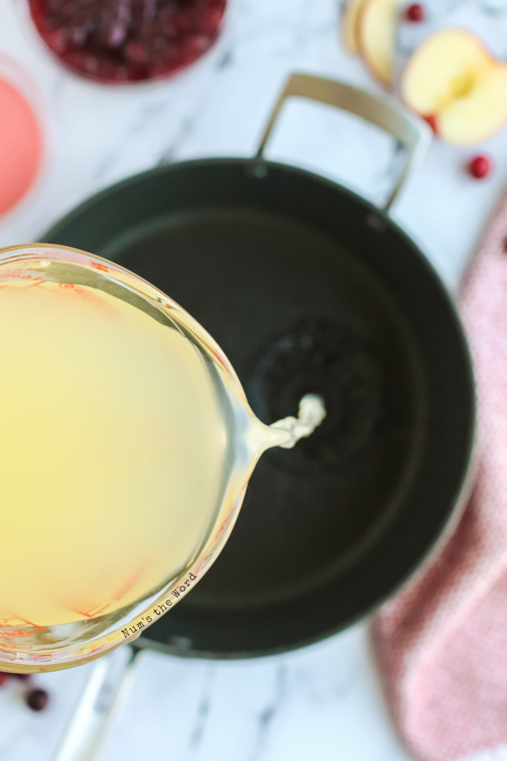 Cranberry Pineapple Salad - pineapple juice poured in pot.