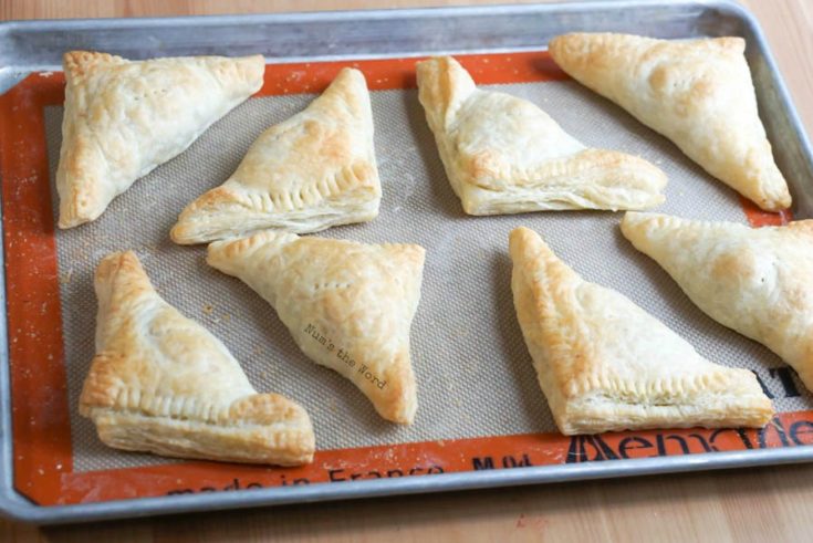 Leftover Thanksgiving Turnovers - turnovers baked and on cookie sheet