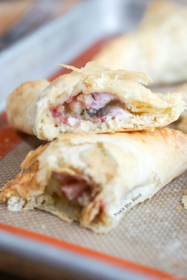 Leftover Thanksgiving Turnovers - turnover cut open to show yummy insides