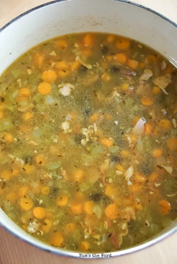 Ham Bone & Vegetable Soup - soup cooked with bone removed