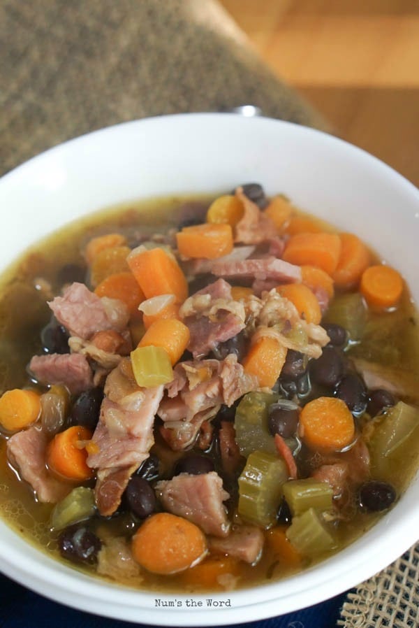 Ham Bone & Vegetable Soup - soup in a bowl