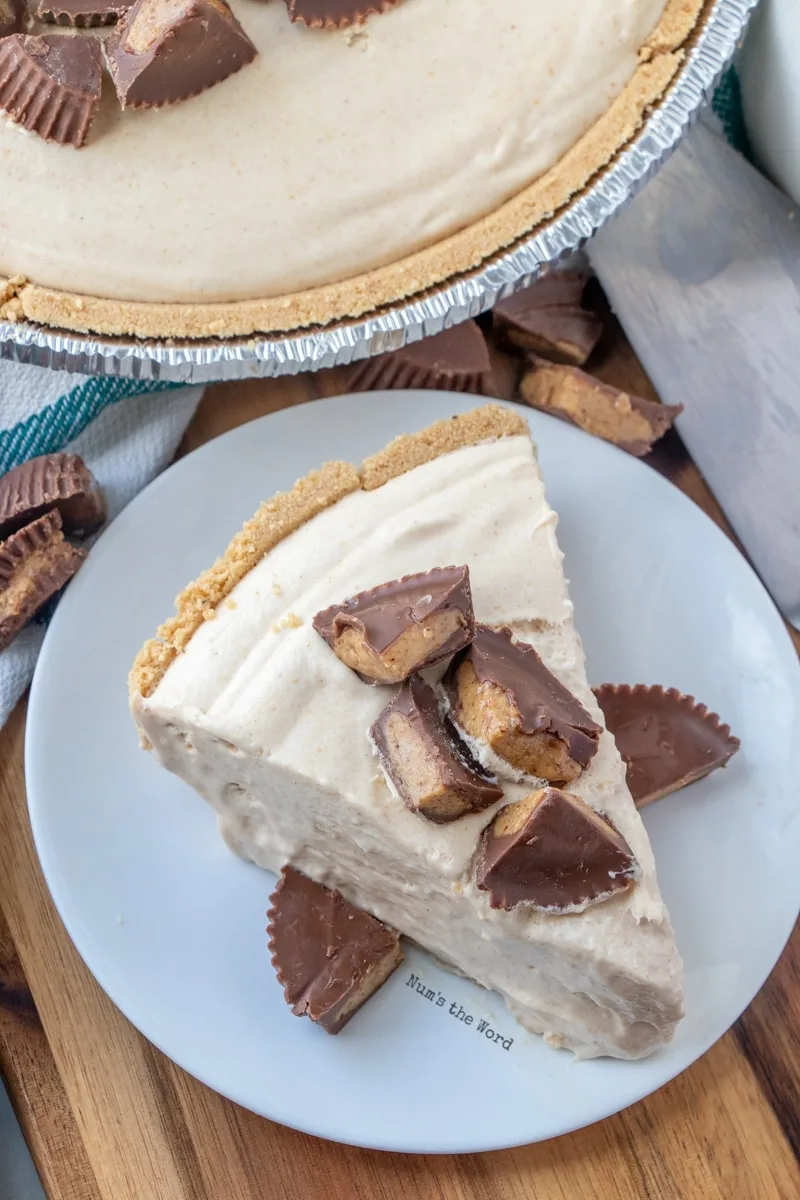 Peanut Butter Pie Recipe - slice of pie top view
