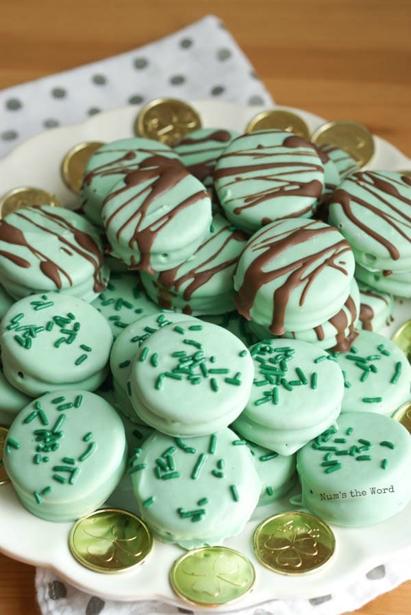 Chocolate Covered Mint Oreos - Plate full of Oreo's ready to be devoured.