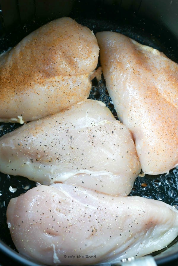 Air Fryer Chicken Breasts - seasoning on chicken breasts