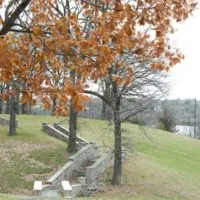 Hester Park - A view of granite stairway along the park