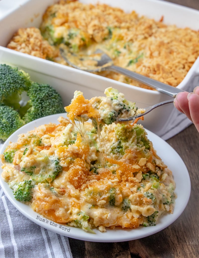 broccoli cheese casserole with ritz cracker topping