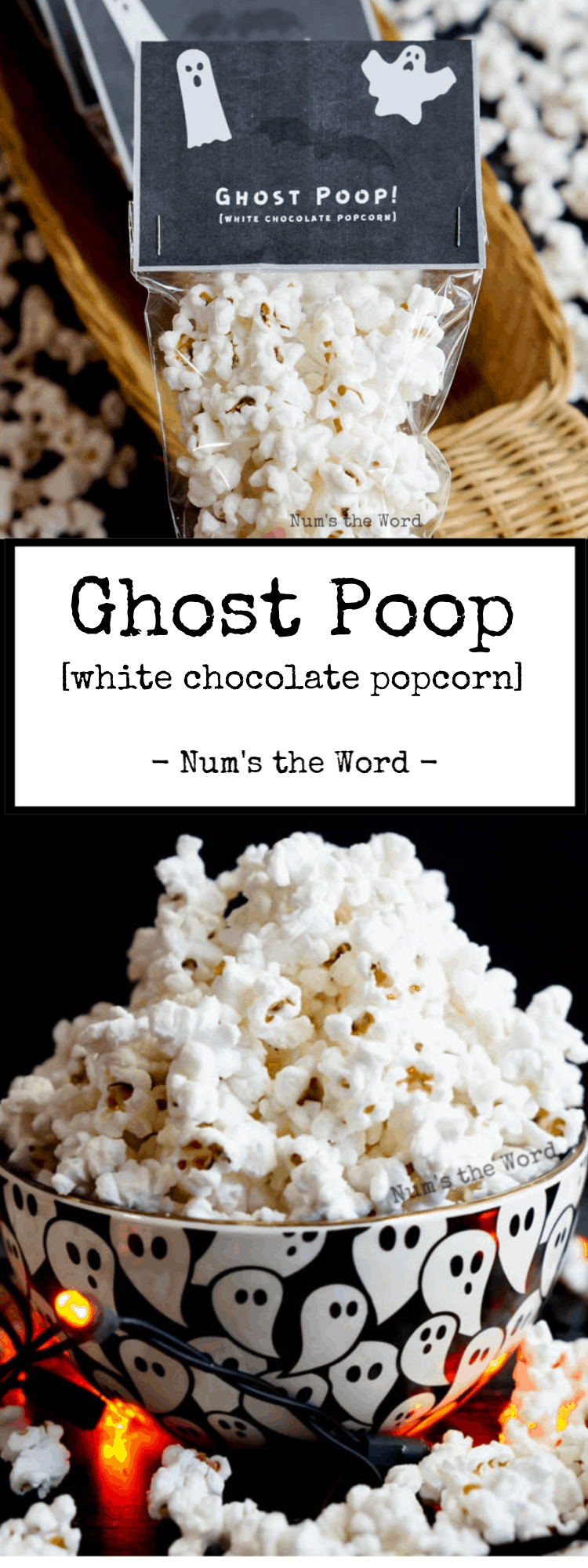 Ghost Poop White Chocolate Popcorn Num's the Word