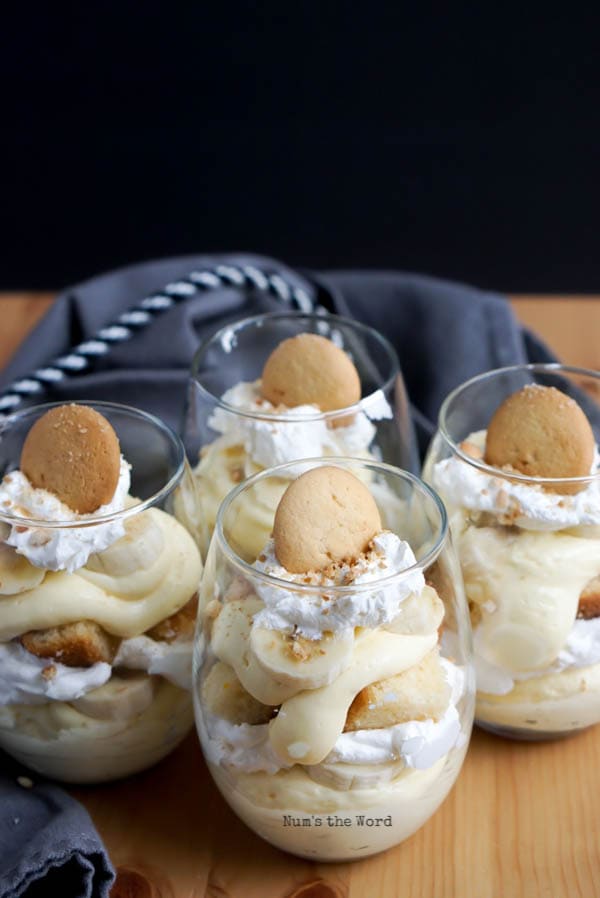 Banana Pudding Parfait Cups - 4 trifles ready to be eaten!
