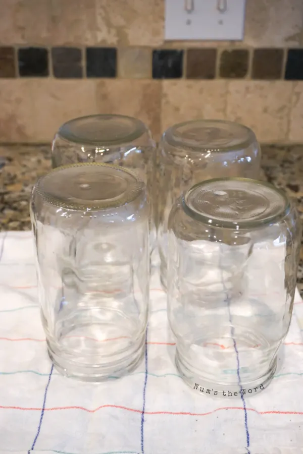 sterilized jars draining