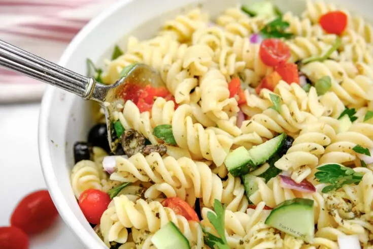 Pasta Salad - top side view of
