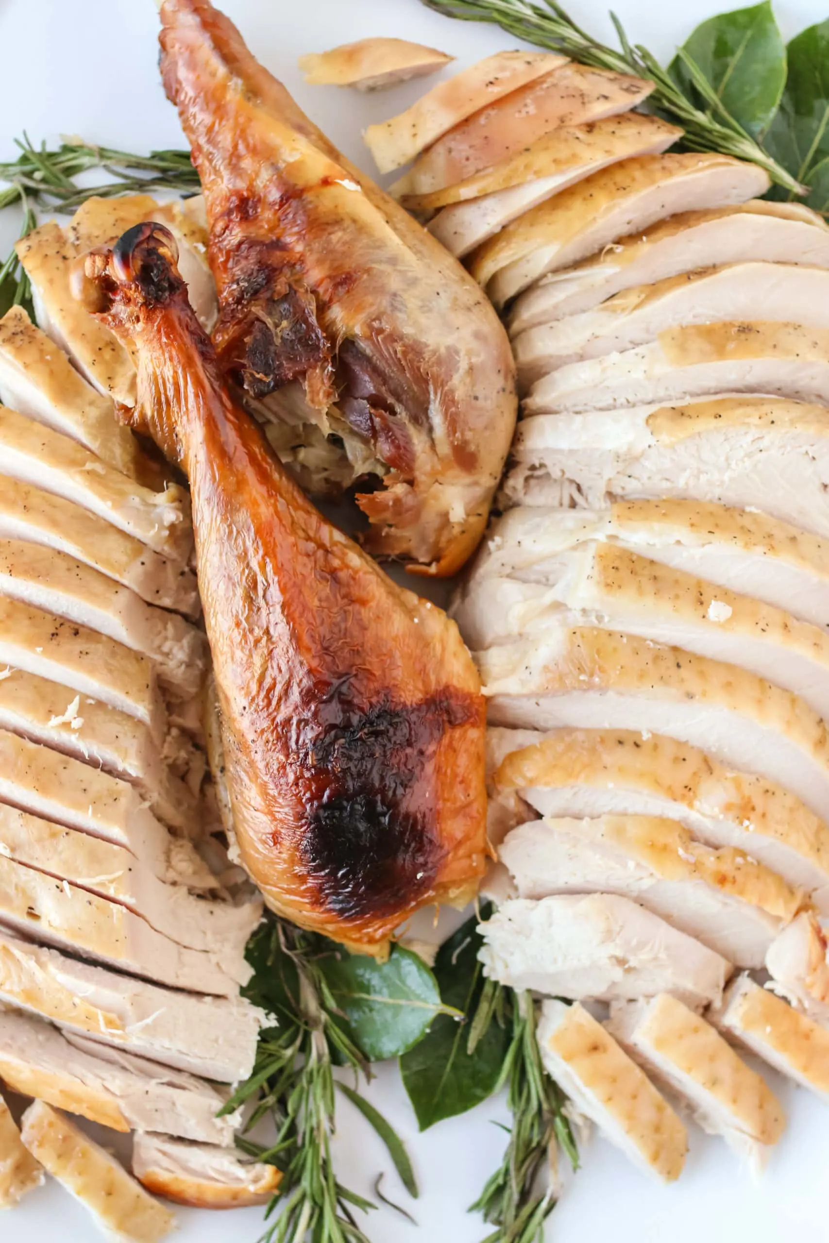 close up image of carved turkey on platter