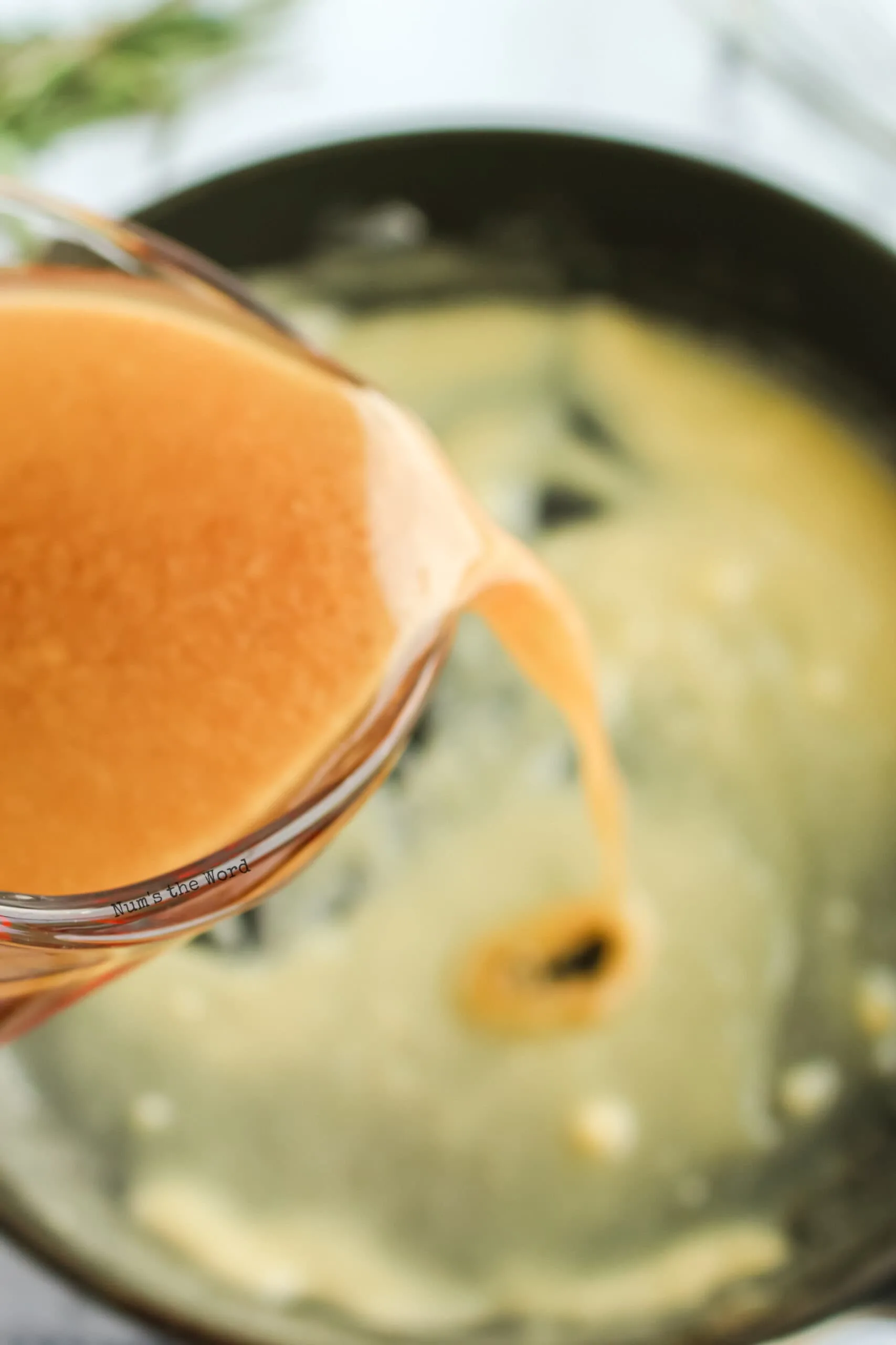 turkey stock added to melted butter and flour mixture