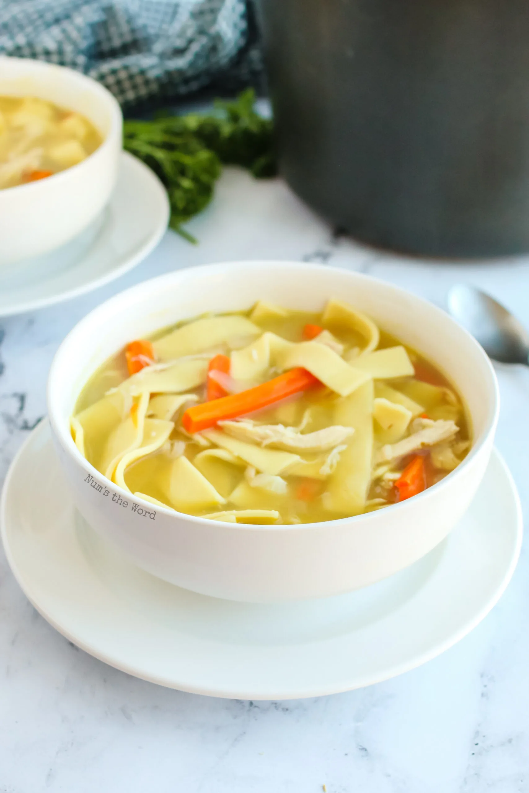 side view of bowl of soup ready to eat