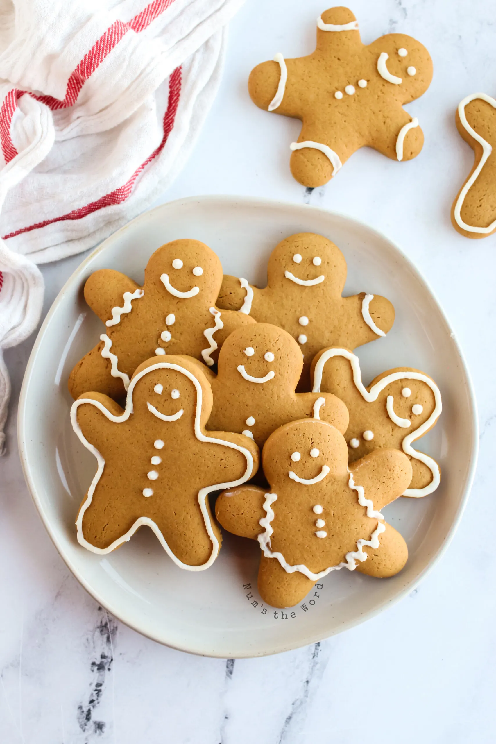 decorated gingerbread cookies on a plate ready to be eaten