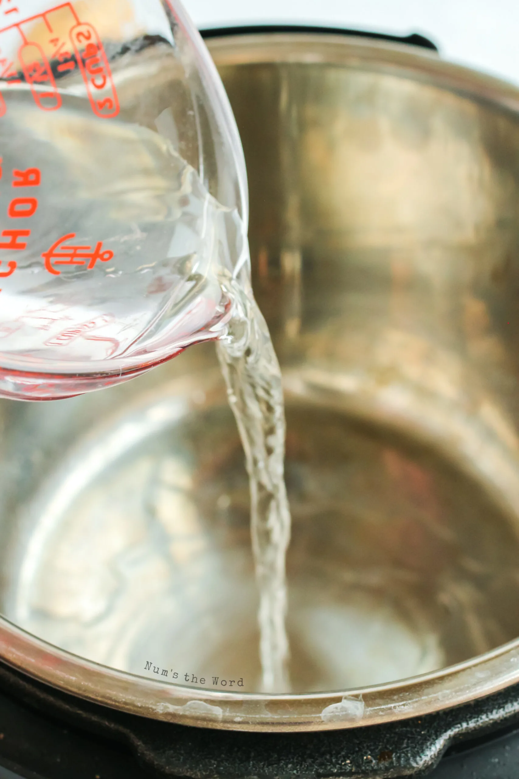 water being poured into an instant pot