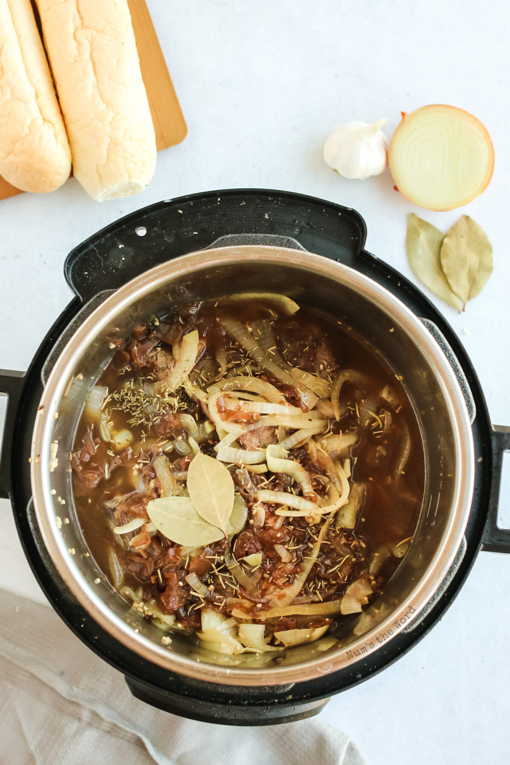 all ingredients placed into instant pot before being cooked