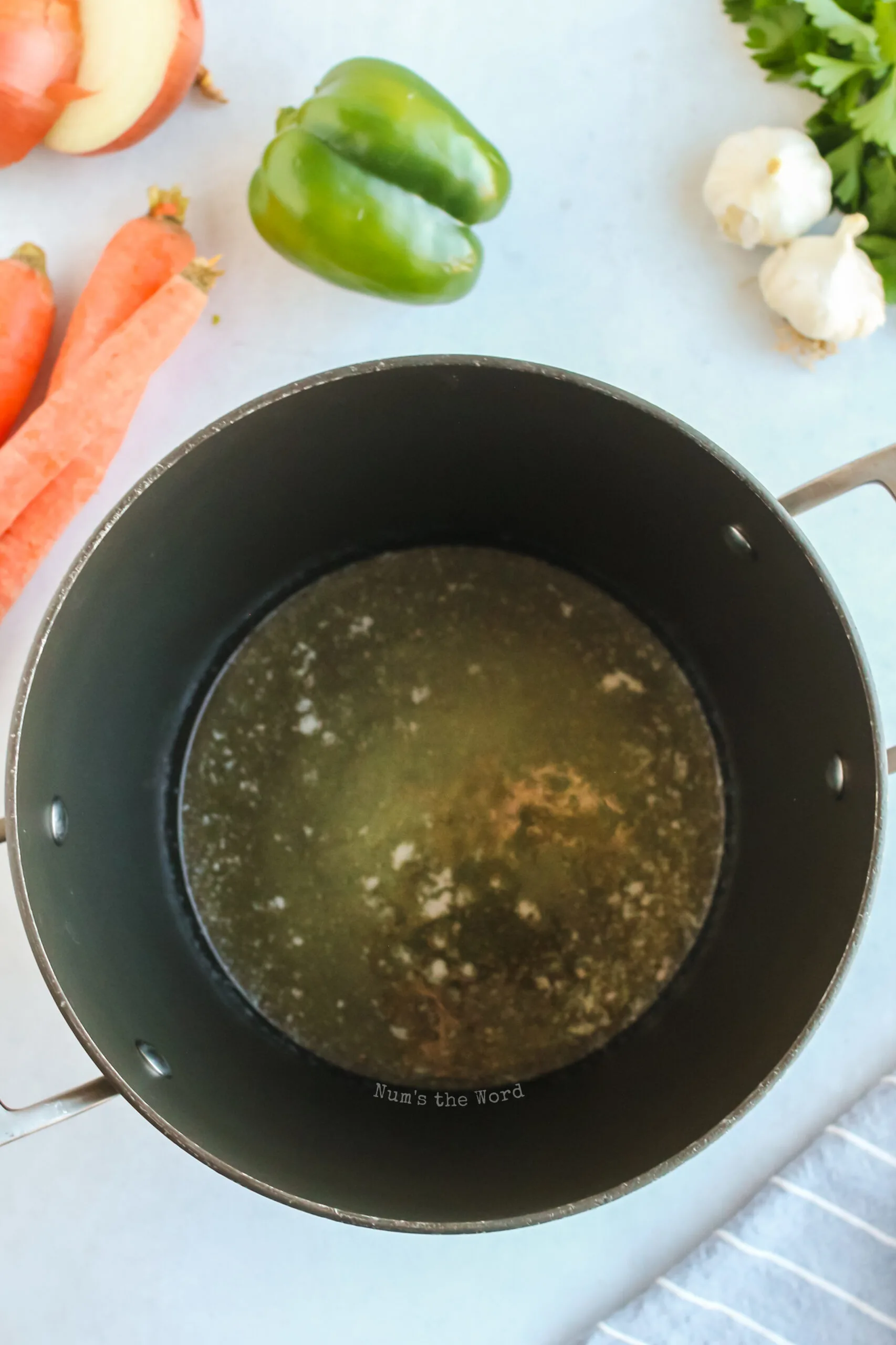 butter melted in a stock pot for borscht