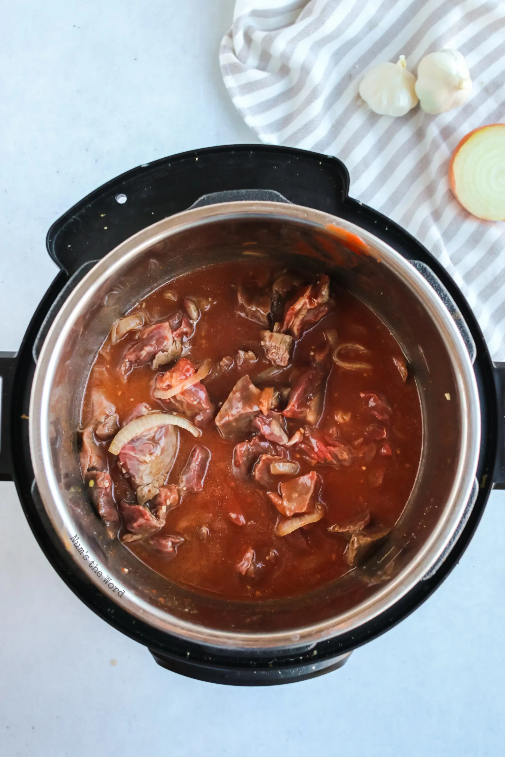 Cooked beef paprikash in instant pot