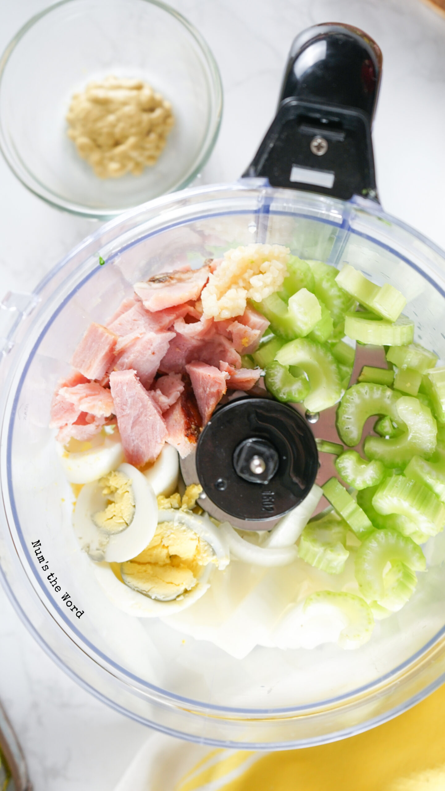 All ingredients in a food processor