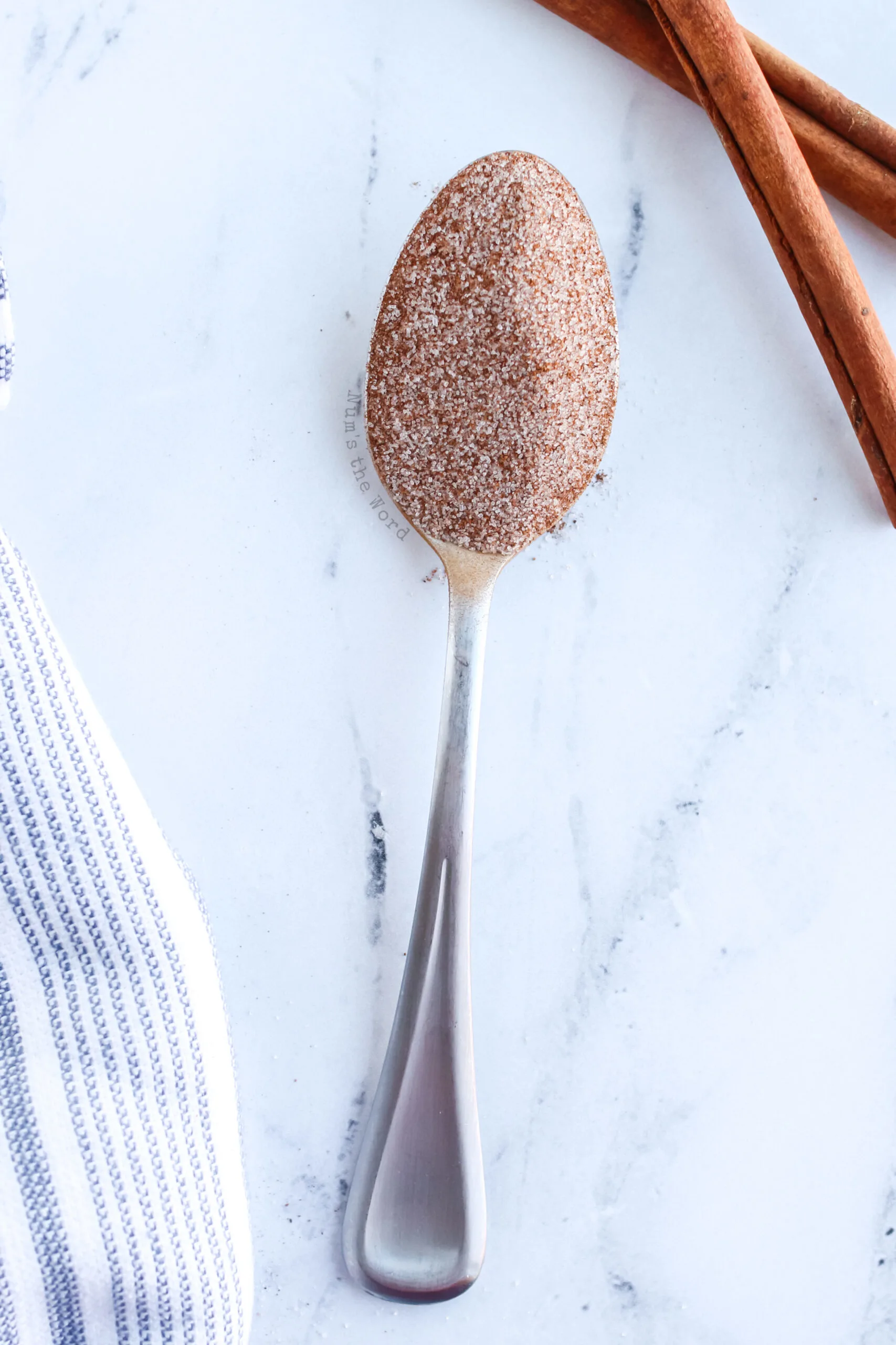 A single spoon full of cinnamon sugar