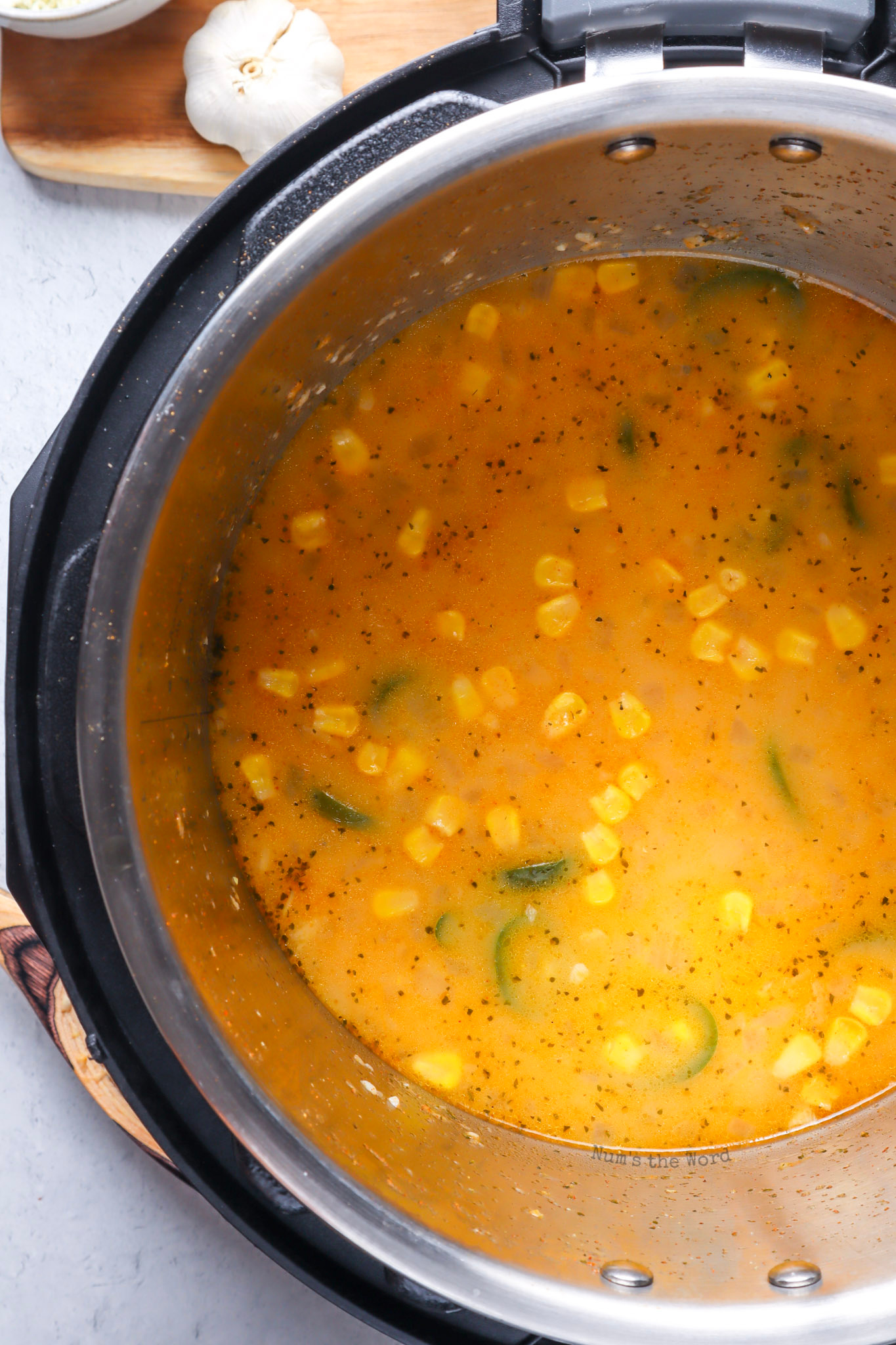 chicken broth added to corn mixture. 