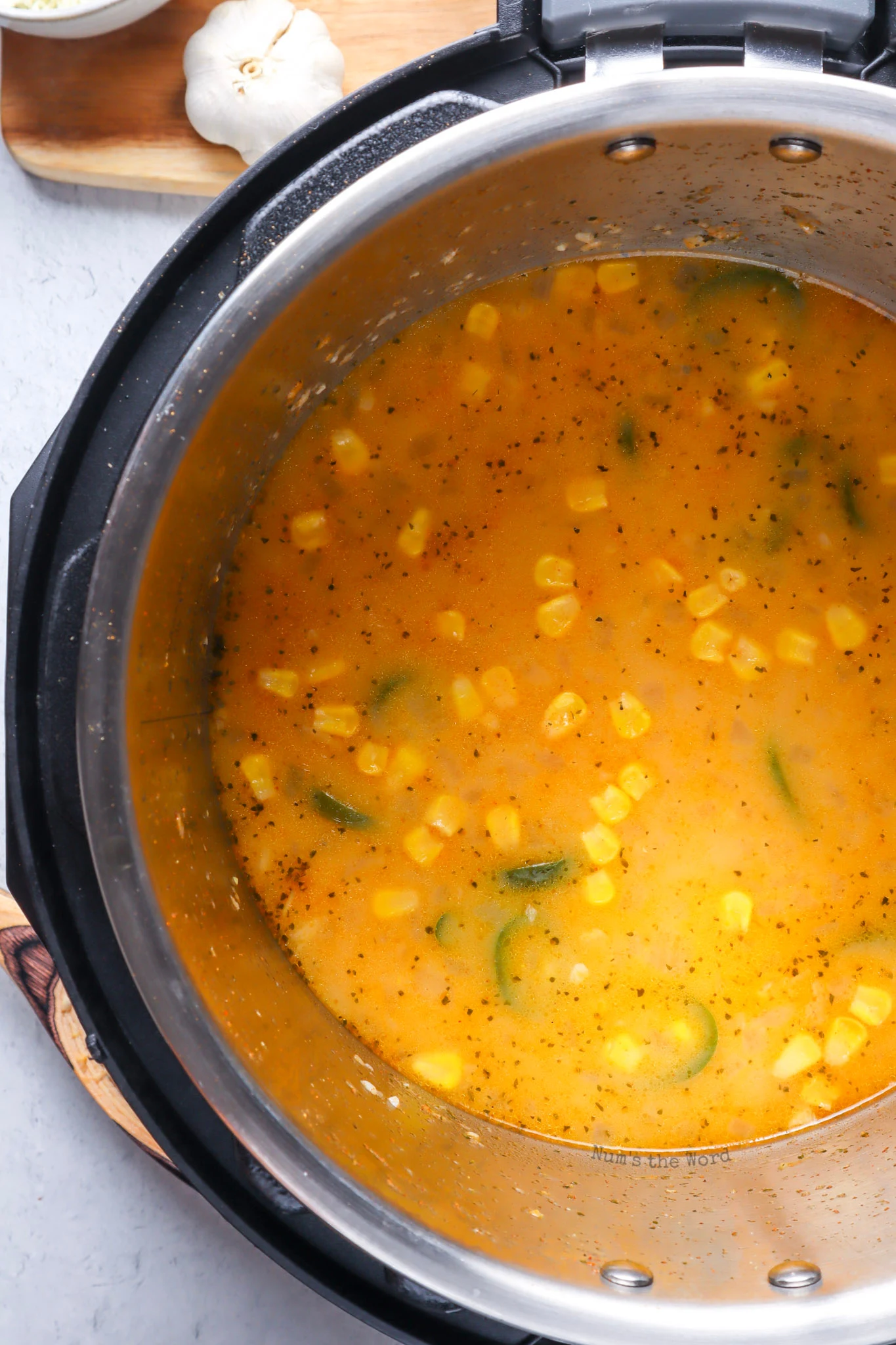 chicken broth added to corn mixture. 