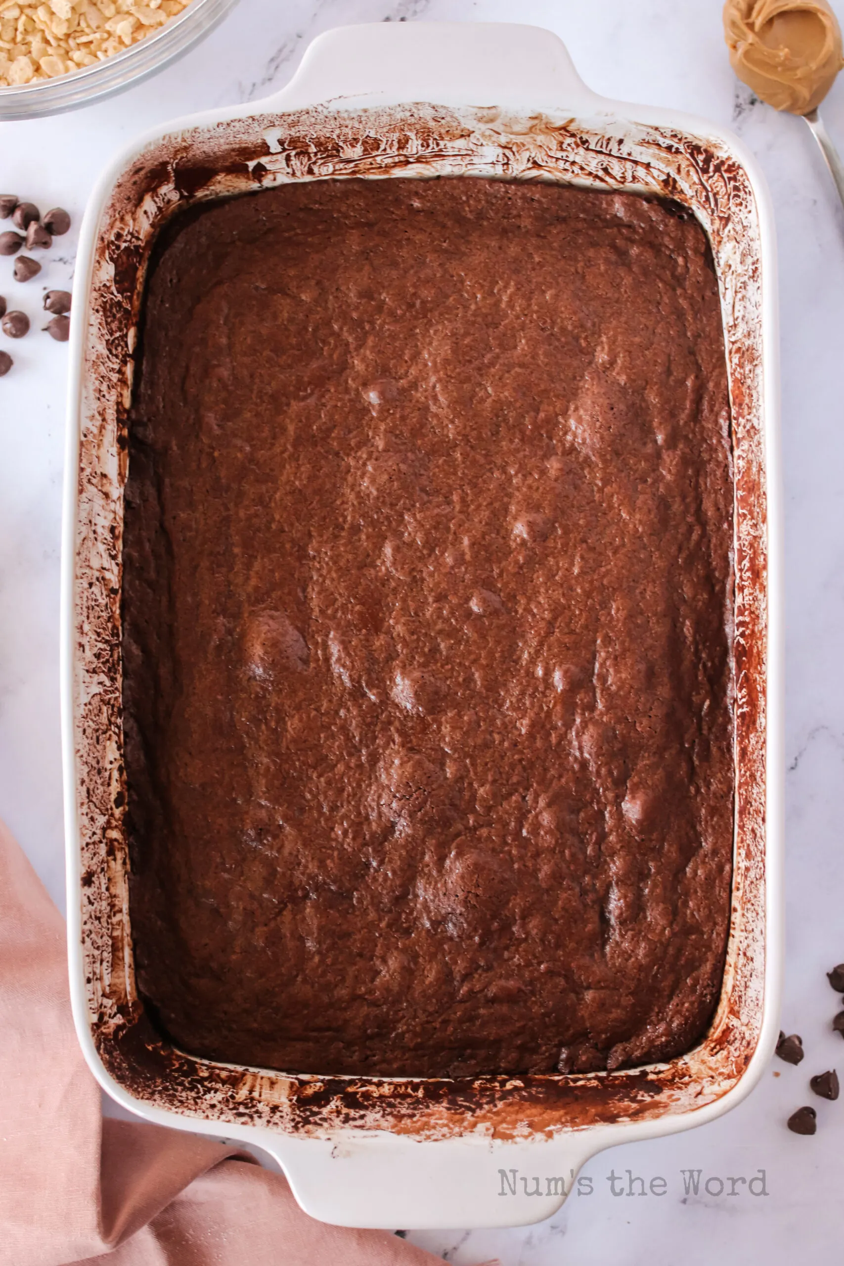 cooked brownies without any toppings.