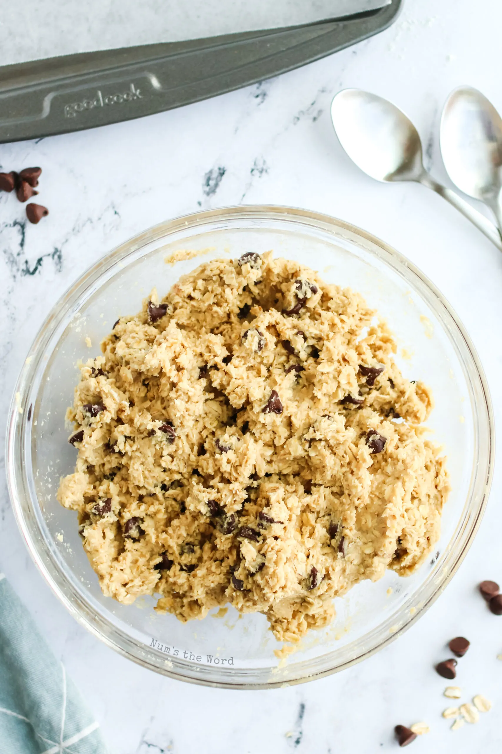 chocolate chip cookie dough with chocolate chips mixed in.