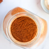 Pumpkin Spice in a jar with the lid off. Top view looking down.