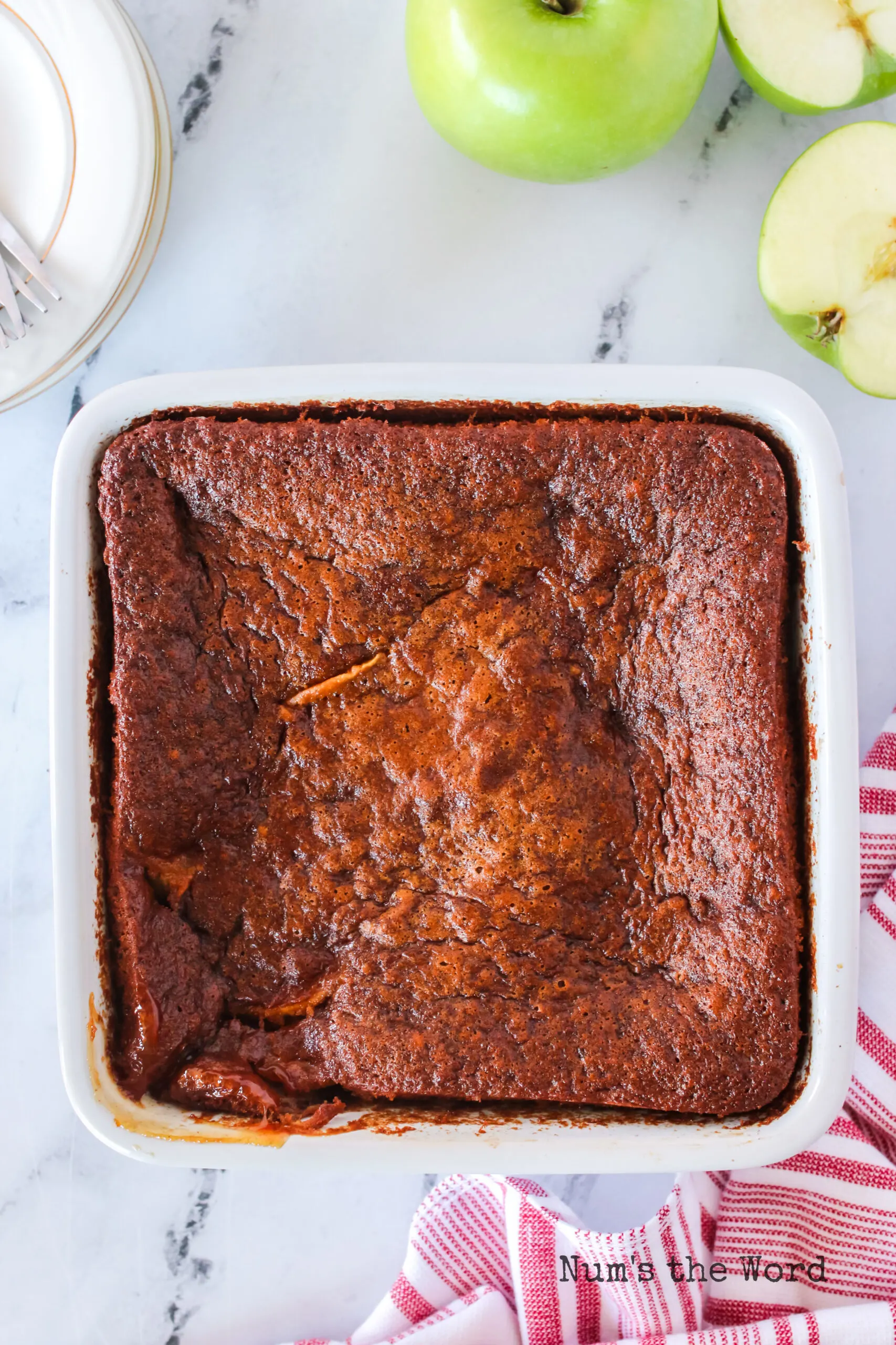 baked gingerbread on top of apples