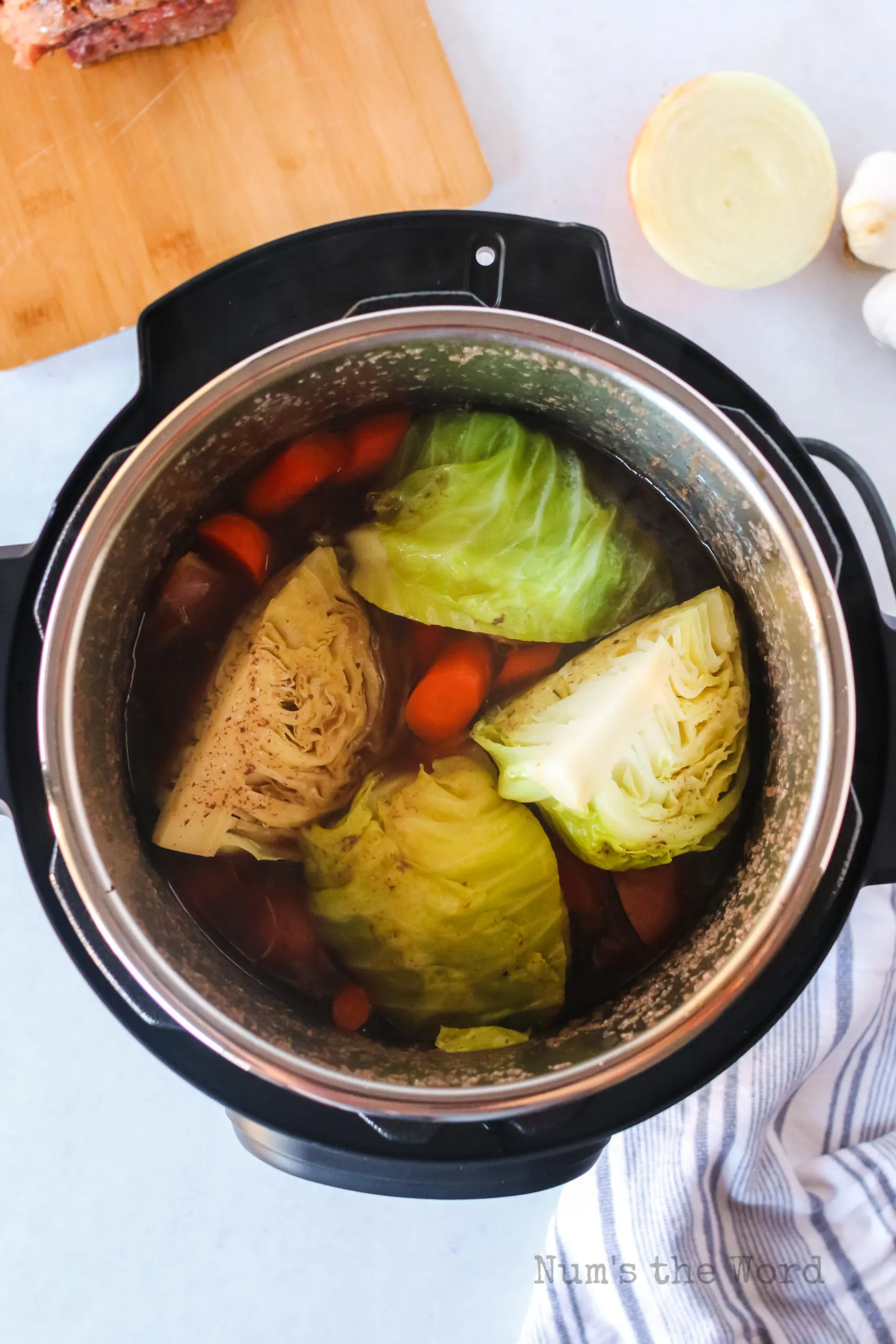 Cabbage and carrots added to Instant pot