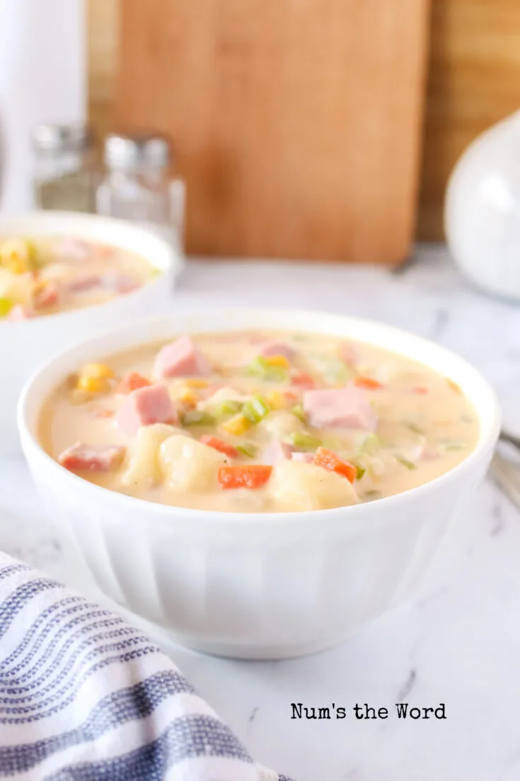 side view of two soup bowls ready to eat