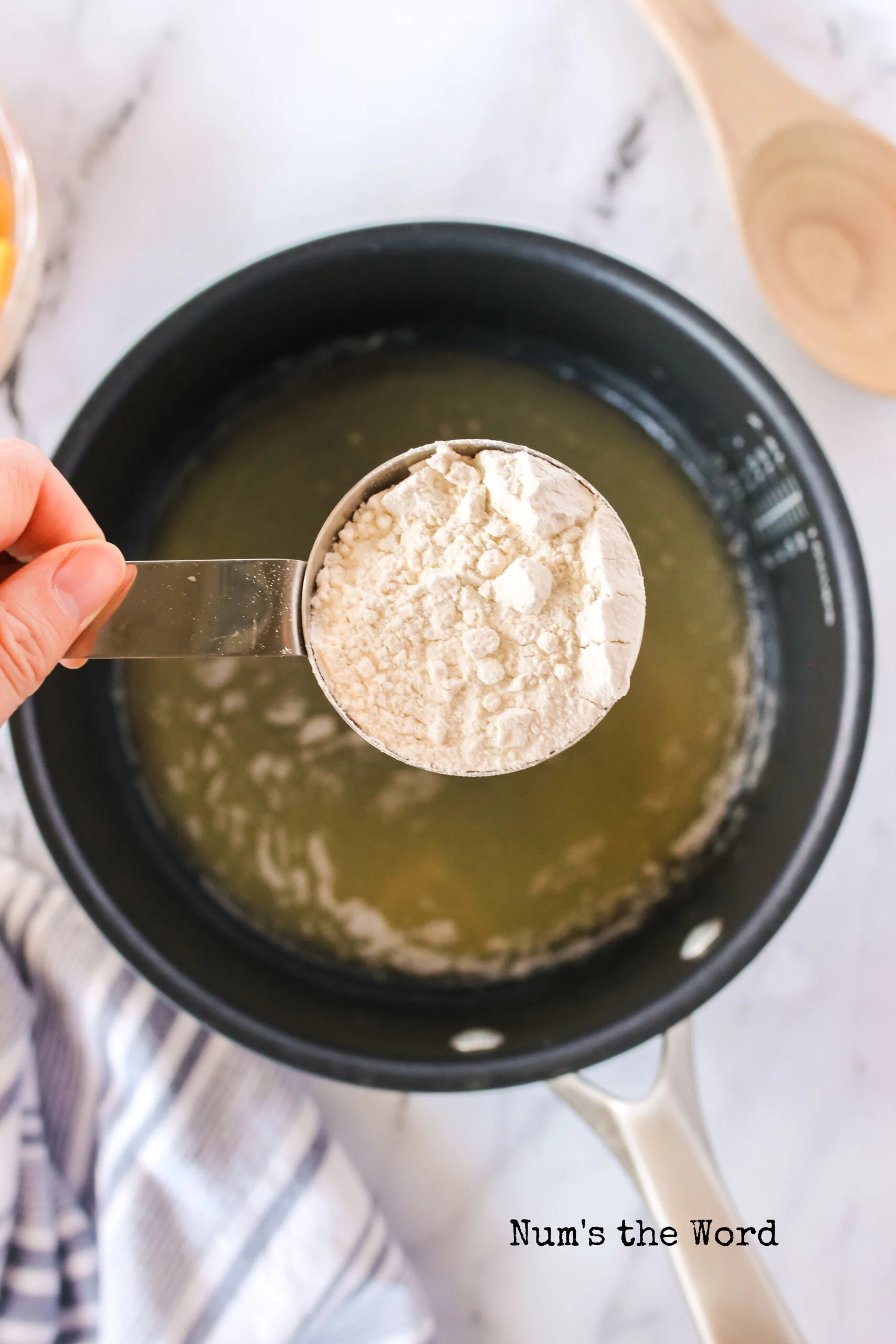 melted butter in a sauce pan with flour about to be added.