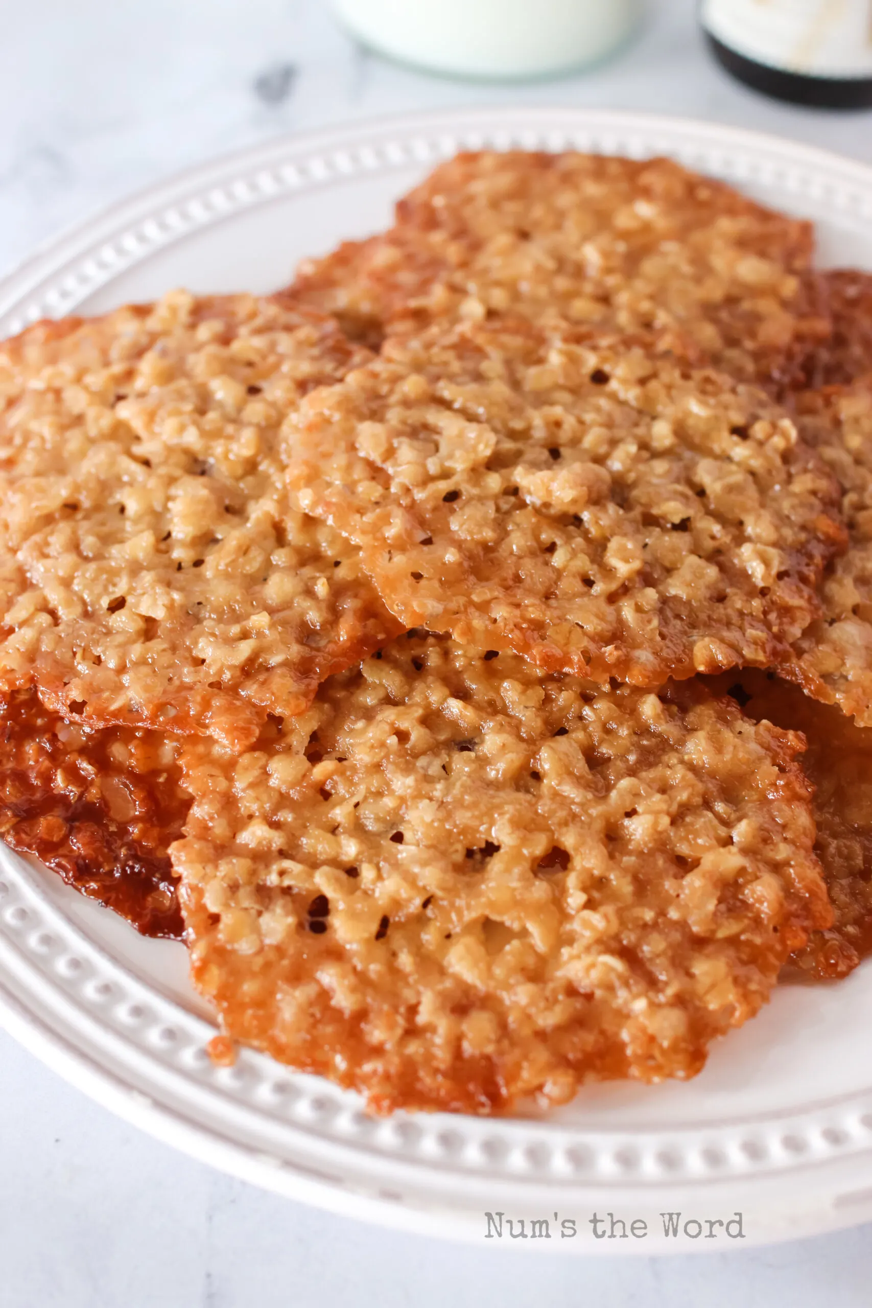 cookies spread out on a plate.